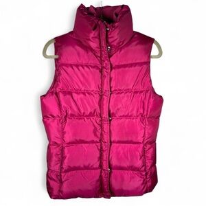 J.CREW Women's Fuchsia Down Puffer Vest w/adjustable waist string Size Small